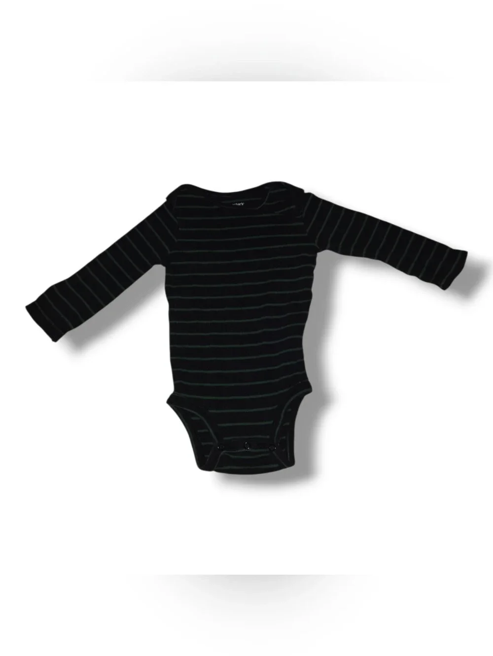 Carter's Black One-Piece Bodysuit with Dark Green Stripes